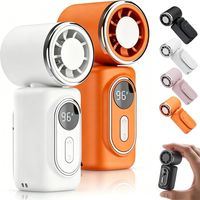 2 Pack Mini Clip Fan, 13500RPM Rechargeable Handheld Fan, 5 Speeds, 360° Rotating Cooling Fan with LED Display(White&Orange)