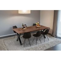 Esstisch Baumkante Holz-Optik Nussbaum 220 x 100 X-Gestell schwarz JOSY