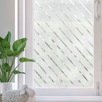 (45×200cm)Film Fenetre Anti Regard Film occultant fenêtre Film pour Vitre Motif Rayure DiagonalesFilm Electrostatique Film Fenetre Non Adhesif Anti-UV pour Cuisine Maison Bureau