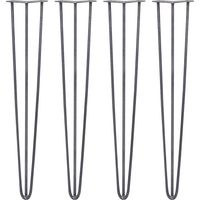 4 Gambe per Tavolo a Forcina SkiSki Legs 71cm Acciaio Naturale 3 Rebbi 10mm