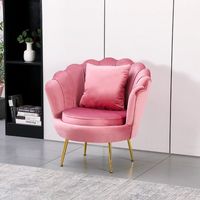 Poltrona a conchiglia in velluto rosa Orel