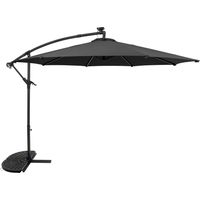 LED Cantilever Parasol 3m With Half Fan Base – Grey