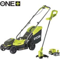 kit tagliaerba e tagliabordi a batteria ryobi "rlm1833blt1825m" taglio 33cm 18v, batteria 4ah inclusa