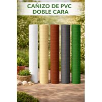 Iberogarden Cañizo de PVC doble caña color color beige Mate medida 1,5 x 3 METROS 1600 GR ANTIUV CON FIJACIONES