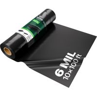 VEVOR Rollo de Láminas de Plástico Espesor de 6 mil 3,05 x 30,48 m Barrera de Vapor para Espacios de Acceso Lámina de Polietileno Resistente para Jardín Suministros de Plástico Agrícola, Negro