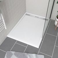 receveur en acrylique blanc 90x120x4 cm - grille linéaire chrome - whiteness ii