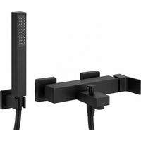 Externer Wannenmischer mit mattschwarzer Handbrause Gattoni SQUARE 2500/25NO matt-schwarz
