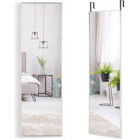 Costway – Miroir mural pleine longueur 120 x 37 cm – Cadre en aluminium léger – Crochets de suspension réglables – Installation murale ou porte