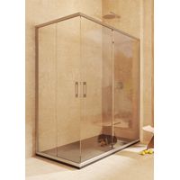 Duschabtrennung 2Schiebetüren + 2Festteilen, mit unterem Profil, REVERSIBEL, 6mm Sicherheitsglas Antikalk - 92,5-95 x 107,5-110cm – H= 195cm, Silber