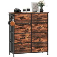 HOMCOM Fabric Chest of Drawers, 8 Drawer Dresser for Bedroom, Rustic Brown