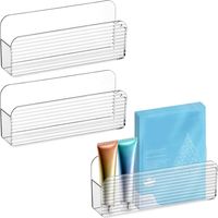 Set mit 3 transparenten, wandmontierten Aufbewahrungsorganisatoren, kein Bohren erforderlich, für Badezimmer, Schlafzimmer, Spiegelschränke (transparent)