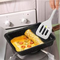 Poêle à crêpes, 19 x 15,5 x 4 cm, poêle à crêpes carrée, poêle antiadhésive Tamagoyaki, poêle à crêpes, avec manche en silicone, spatule et pinceau, pour omelettes, crêpes et steaks
