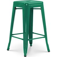 Tabouret de bar style industriel vert sapin brillant - Hauteur 66 cm