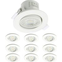 Arum Lighting – Lot de 10 spots LED encastrables orientables 8W équivalent 75W – Blanc chaud 3000K – Angle 60° – Dimensions 75mm