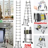 Alu échelle télescopique extensible 5.0m haute échelle télescopique 150kg stable professionnel nouveau