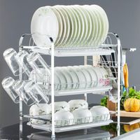 Skecten – Panier égouttoir d'évier 3 étages en acier chromé – Bac d'égouttage amovible – Design moderne pour petites cuisines – 42x25x49cm