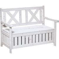 Banc 2 places avec espace de rangement, coffre de jardin, banc coffre, coffre à coussins, rangement, blanc, 115 x 61 x 85 cm