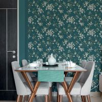 Papier peint intissé Eliza Teal 1005 x 52cm Turquoise