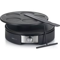 Kitchenchef – Crêpière 1500W 37cm noir – 2 plaques amovibles aluminium antiadhésives – Thermostat réglable 5 positions – Pour grandes crêpes bretonnes