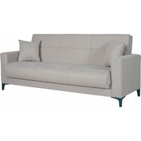 Divano Letto 3 Posti Con Cassettone Contenitore Imbottitura A Molle E Cuscini Inclusi Trasformabile in Letto Per Salotto Zona Living 212 x 87 x 90 Cm Colore Grigio Chiaro
