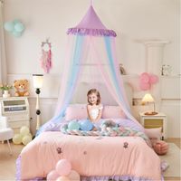 Bed Canopy for Girls, Rainbow Canopy for Bed, Princess Mosquito Net Play Tent for Kids, Hanging Bed Net Cover, Large Dome Mosquito Net Tent for Girls Room Decor, Easy Installation for Home and Travel