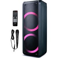 REFLEXION PS09BT - Altavoz portátil con Bluetooth para DJ, Karaoke, 500 W, Radio FM-PLL, Efecto LED con Cambio de Color, Incluye micrófono, batería integrada, Color Negro