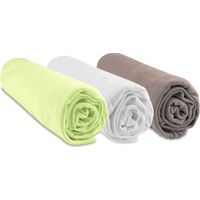 Lot de 3 Drap housse 60x120 Bébé Bambou Anis Blanc Taupe