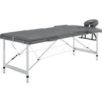 Camilla de masaje de 3 zonas estructura de aluminio banco de masaje reposacabezas reposabrazos ajustable cama de masaje plegable portátil antracita 020001798