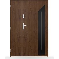 Porte d'entrée double Zélie - 130-140-150x208cm - Couleur: Noyer - Poussant: Droit - Dimensions: 90x40 cm