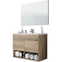 ONDEE - Mueble de baño suspendido colección COTTON - Entregado en kit - Melamina Madera marrón - Ancho 80cm