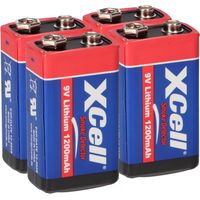 4x XCell Lithium 9V Block Hochleistungs- Batterien für Rauchmelder / Feuermelder - 10 Jahre Batterie Lebensdauer