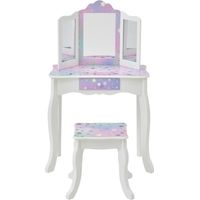 Fantasy Fields Gisele Starry Sky Tocador Infantil con Espejo Triple, Cajón Amplio y Taburete en Blanco y Lavanda