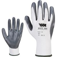 GUANTI DA LAVORO "WHITE MIX" POLIESTERE SPALMATO IN NITRILE 12 PAIA M-XXL MED, "XXL"
