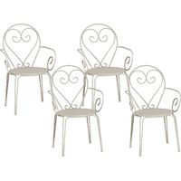 Lot de 4 fauteuils de jardin empilables en métal façon fer forgé - Beige - GUERMANTES de MYLIA