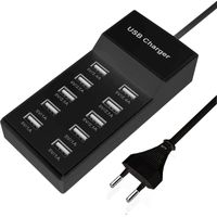 Chargeur USB multiple, 10 ports, 40 W, station de charge multi-ports, compatible avec iPhone 12/13/14/15/16/Samsung S23/S24/Z Flod/Z Flip/iPad/Xiaomi/Huawei/Oppo/OnePlus.