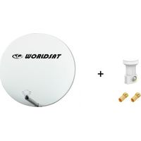 Antenne Parabole Fibre SMC 75 cm Beige WORLDSAT + LNB Single 0,1 dB Full HD 1080p 4K Ultra HD + 2 Fiches F Or - Visserie en Inox