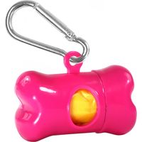 Dispenser micro porta sacchetti igienici a forma di osso Fucsia per cani