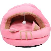 Decdeal Cat House Ultra Doux Amovible Lavable Oreilles Mignonnes Coussiné À Capuchon Cave Lit pour Intérieur Rose M