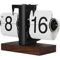 Horloge Numérique à Bascule 12h Simple Face avec Grands Chiffres Flip Desk Clock Horloge Mécanique Rétro Flip Desk Clock Base en Bois