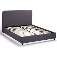 Cama francesa cuadrada y media en tela con malla 120x190 Zurich - Gris