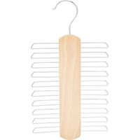 Lntyq Holzbügel für Krawatten und Gürtel mit 20 Schlitzen, natürliche Farbe, 17,5 cm, 2 Stück