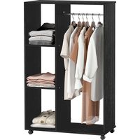 Armoire Ropero avec roues barre et étagères 80x40x128 cm Noir