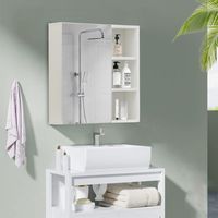 Bathroom Cabinet with Mirror Single Door Mirrored Bathroom Cabinet with Adjustable Layer and 2 Shelves Wall Mounted Bathroom Storage Cupboard