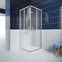 Paroi de douche d'angle coulissante 90x90 cm Profilés en aluminium chromé Verre moulé de 6mm avec traitement anti-calcaire h190 - Réversible Mod. Tenerife