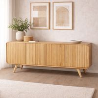 Buffet 4 portes 200x46x80 cm en chêne naturel - SUBLY
