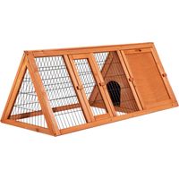 Wiltec Clapier triangulaire – 1180 x 500 x 450 mm – Bois épicéa – avec 2 Portes, Enclos et refuge – Abri Cage pour rongeurs Lapinière Nichoir Espace libre pour petits Animaux