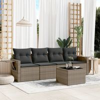 Salon de jardin 5 pcs avec coussins-Lot de 5 Mobilier de jardin-Meuble de jardin gris résine tressée 536743