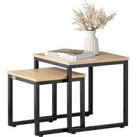 Sobuy – Table basse gigogne FBT42N – Set de 2 tables d'appoint empilables – MDF gris ciment et fer – Dimensions : L50cm x H50cm et L40cm x H40cm