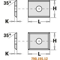 790.075.00 COUTEAU RÉVERSIBLE STD (2/35°) 7,5 x 12 x 1,5 mm HW-K1920