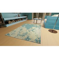 Tapis vintage Comet - Tapis vintage - 180x120cm, Rectangular - 100% Viscose - Tufté main - Bleu